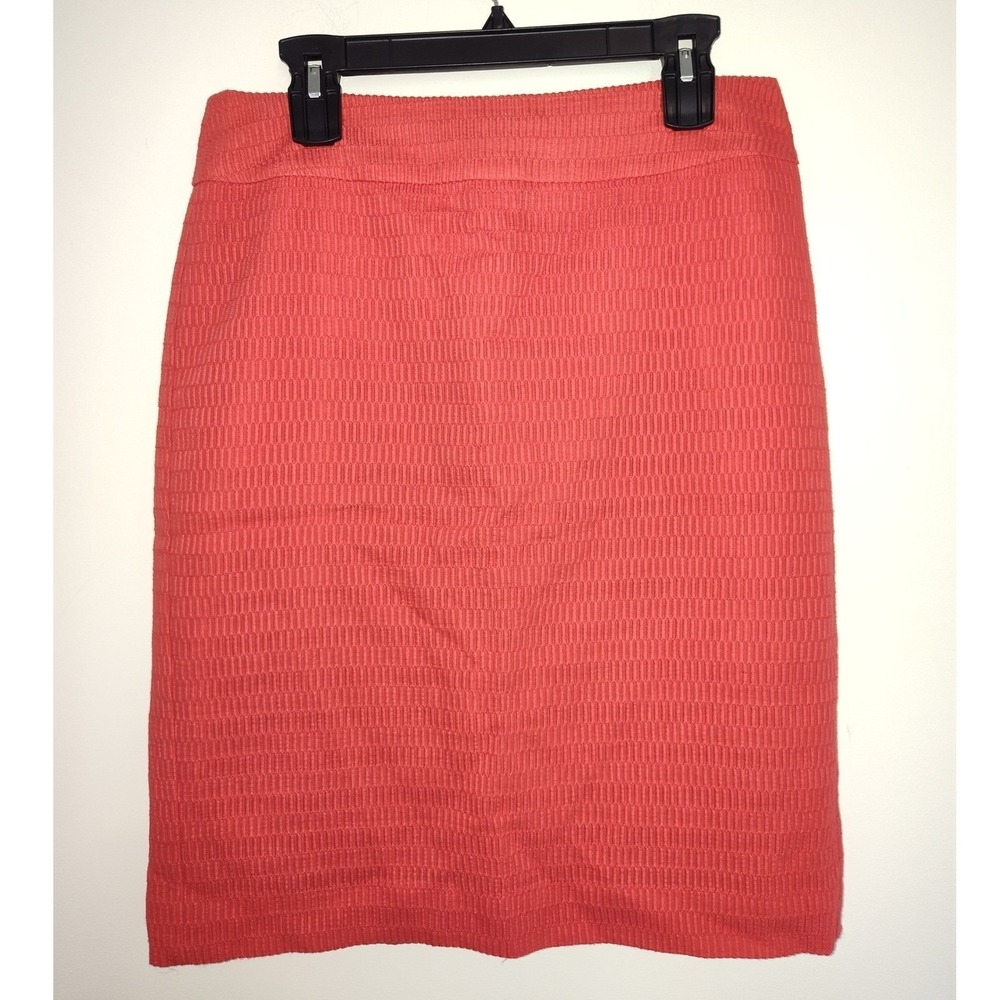 Lands End Womens Coral Pink Textured Jacquard Pencil Skirt Size 10 NWT